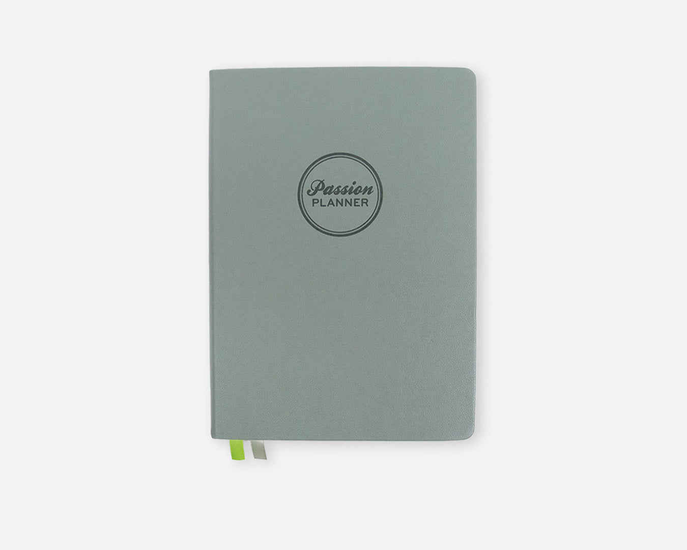 Eucalyptus green planner with 'Passion Planner' logo on a white background