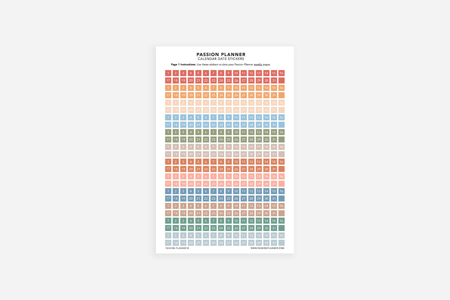 Calendar Date Stickers - Passion Planner