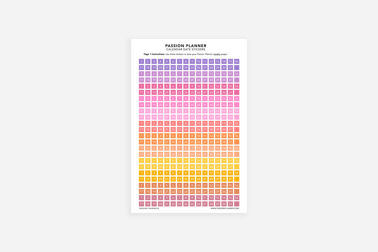 Calendar Date Stickers - Passion Planner