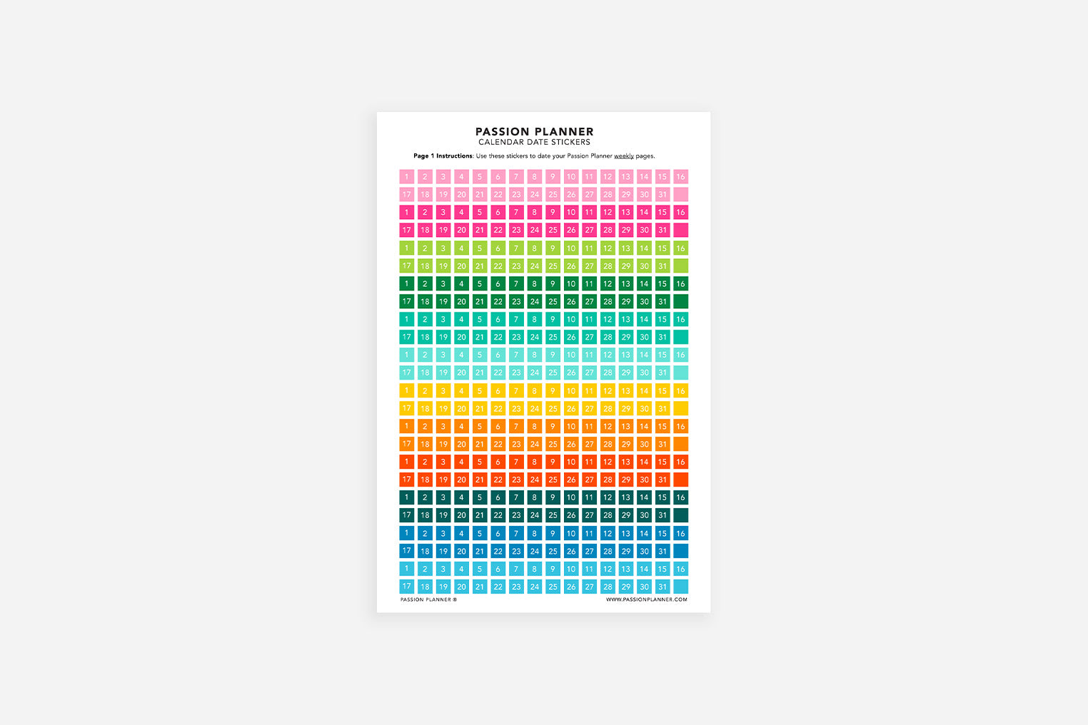 Calendar Date Stickers - Passion Planner