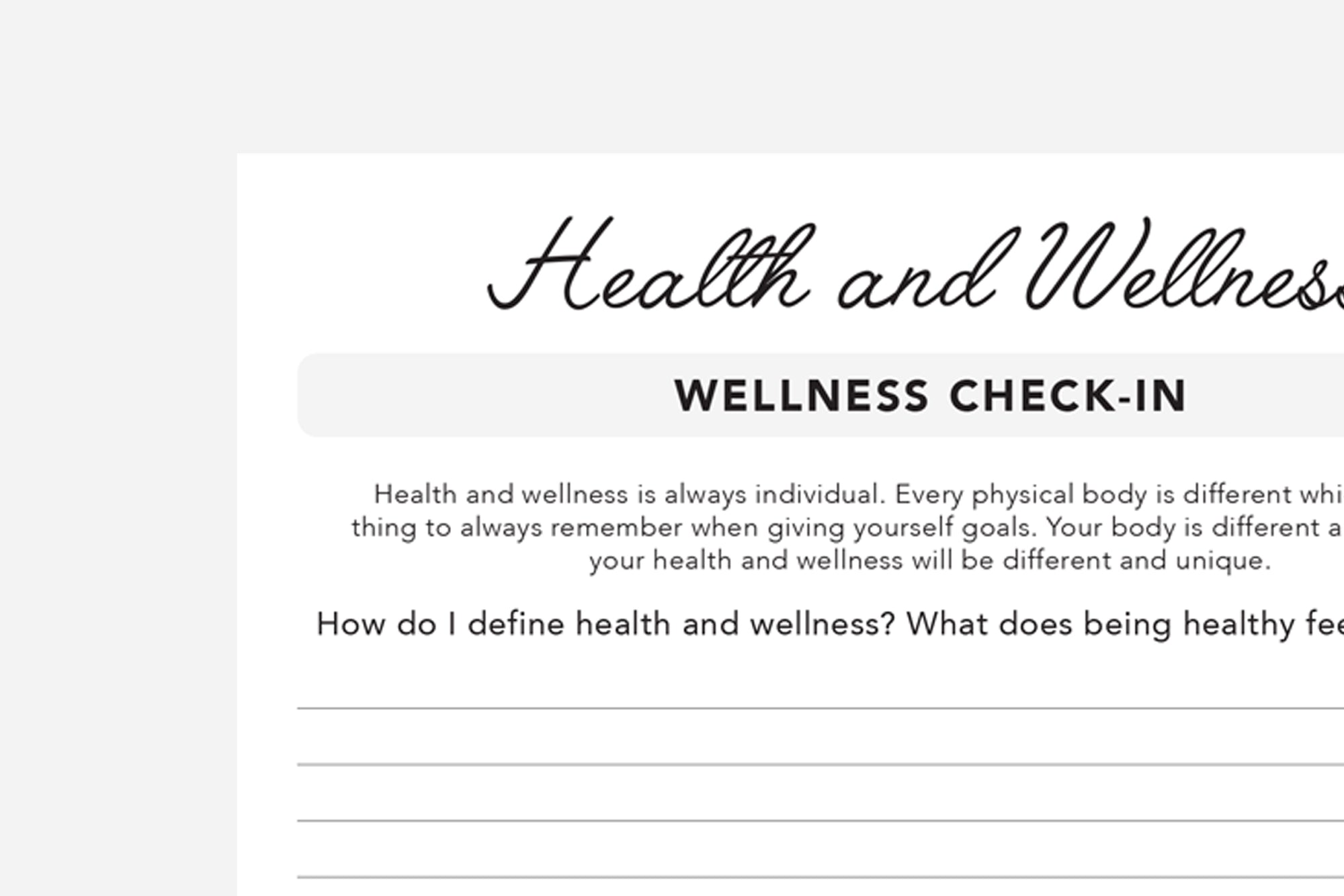 Health and Wellness Reflection - Passion Planner